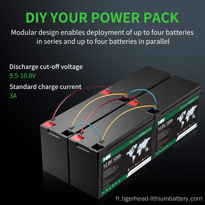 Packs de batteries LiFePO4 12,8 V 12 Ah